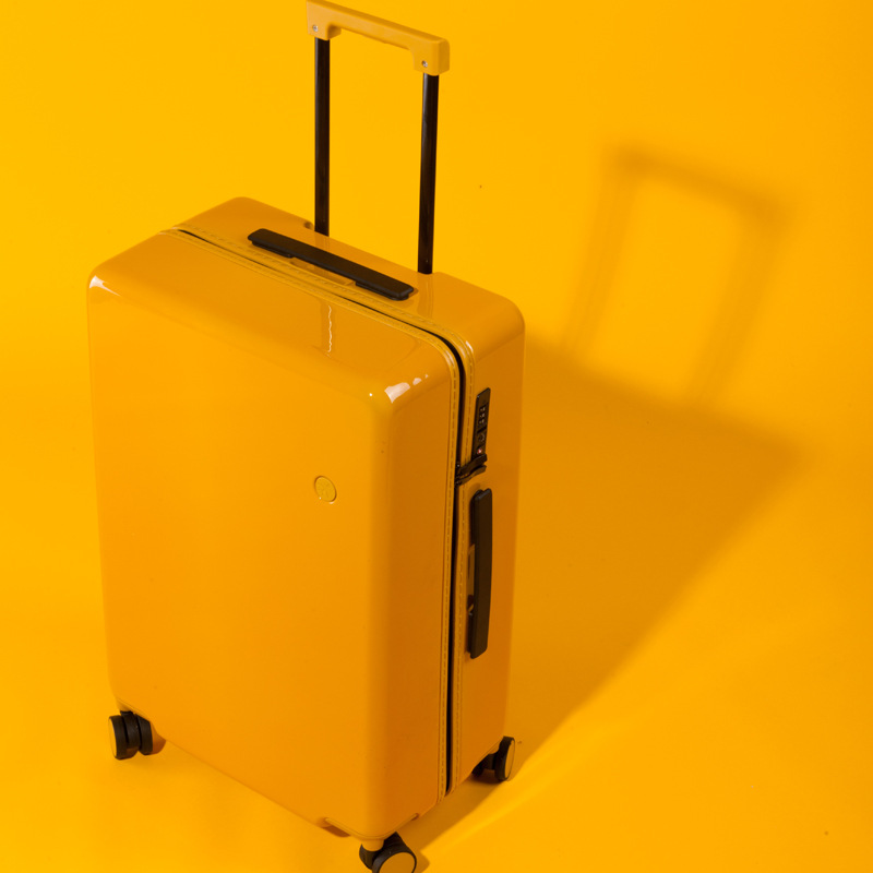 纪蔻 潮牌复古拉杆箱男女20英寸登机箱24英寸行李箱万向轮亮面时尚密码锁旅行箱 黄色 20寸