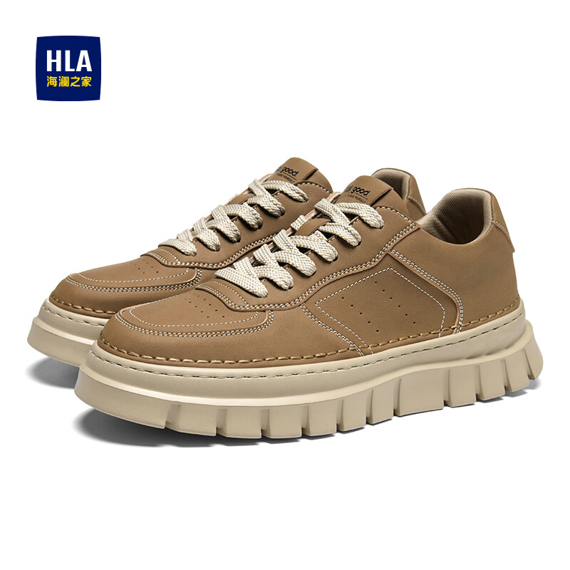 海澜之家男鞋工装鞋男户外鞋男系带通勤鞋子 土黄色 41