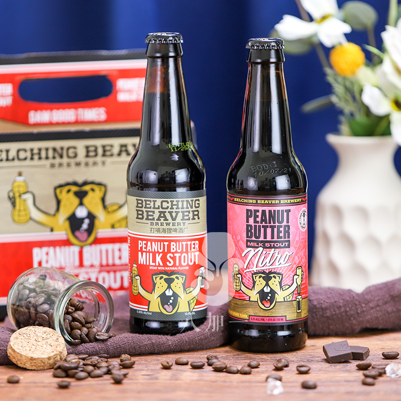 打嗝海狸 美国进口精酿啤酒花生酱牛奶世涛啤酒氮气版 2口味 355ml 6