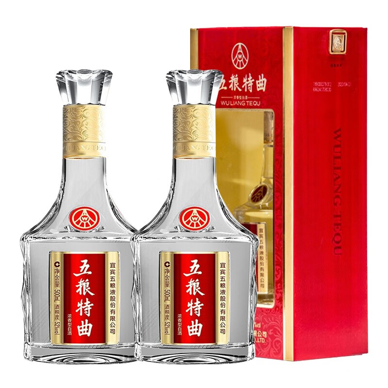 五粮液股份 五粮特曲 52度浓香型白酒粮食酒 500ml*2瓶 礼盒装(新)