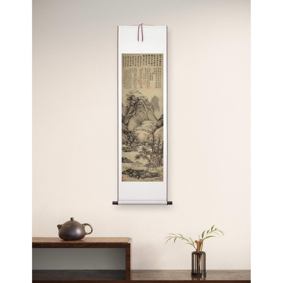 明沈周《魏园雅集图》山水画客厅挂画国画名画高清微喷复制临摹 魏园