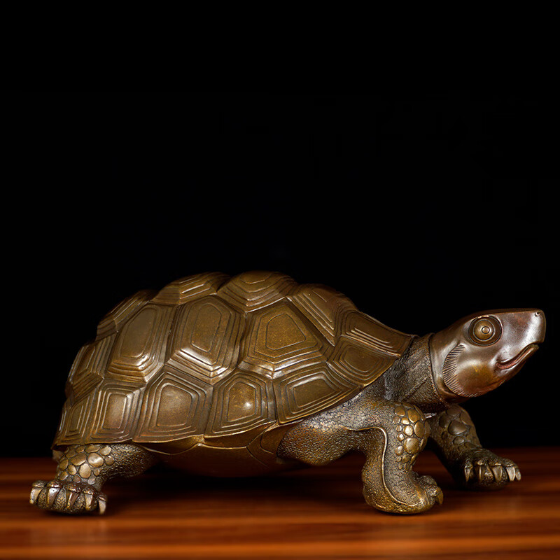 古叶家居纯黄铜铜乌龟摆件创意乌龟中式家居办公室装饰品大号乌龟铜龟
