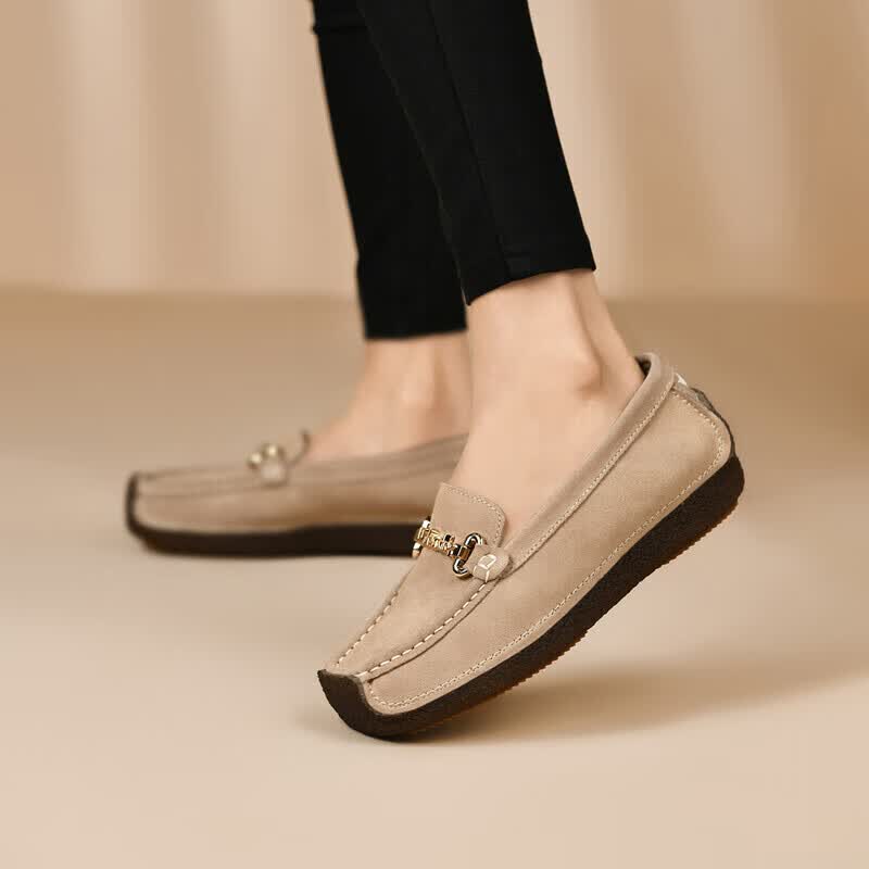 奥卡索 walker shop 女鞋平底孕妇单鞋磨砂牛皮蜗牛鞋舒适妈妈休闲