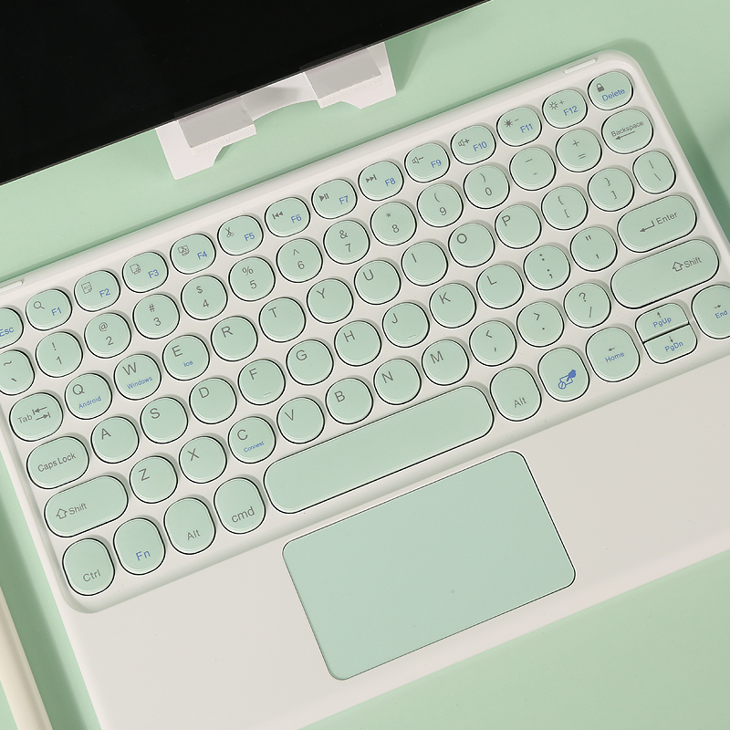 8thdays无线蓝牙键盘适用于苹果iPad平板电脑带触摸板触控小巧少女心女生可连手机台式笔记本通用 圆形单键盘（触摸版）薄荷绿