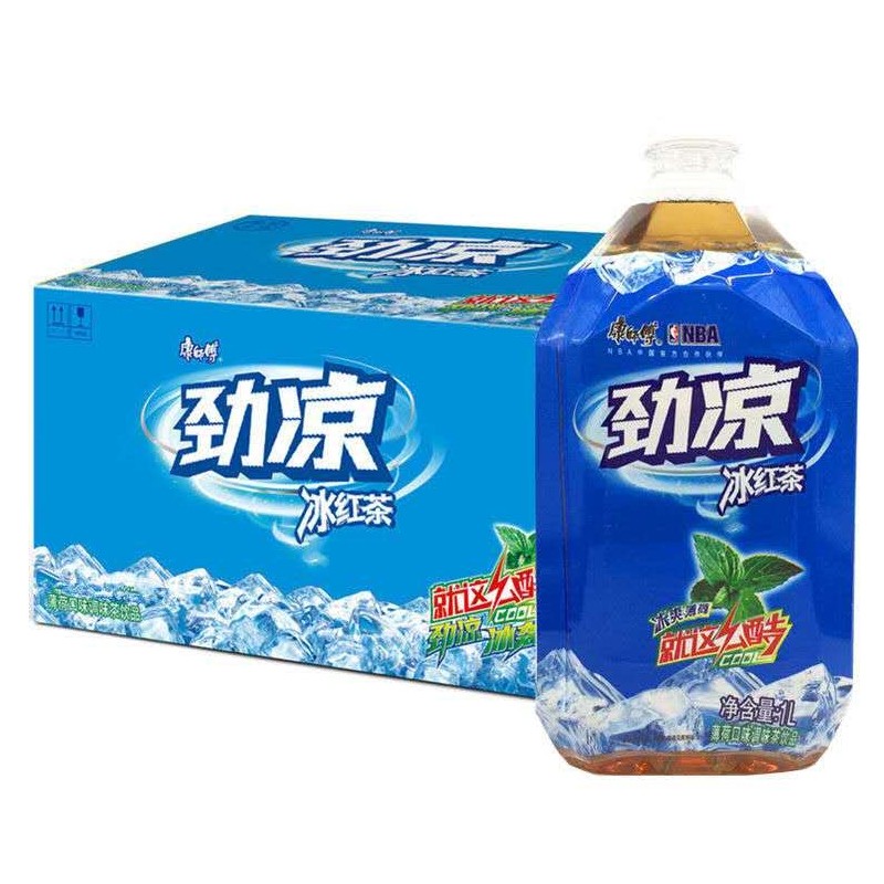 康师傅 1升大瓶装劲凉冰红茶冰爽薄荷1l*8瓶饮料茶1000ml大瓶装