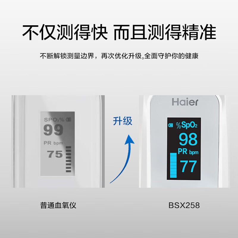 海尔5L升医用制氧机血氧仪氧气机指夹式指脉氧仪心跳心率监测氧仪 医用指夹血氧仪258