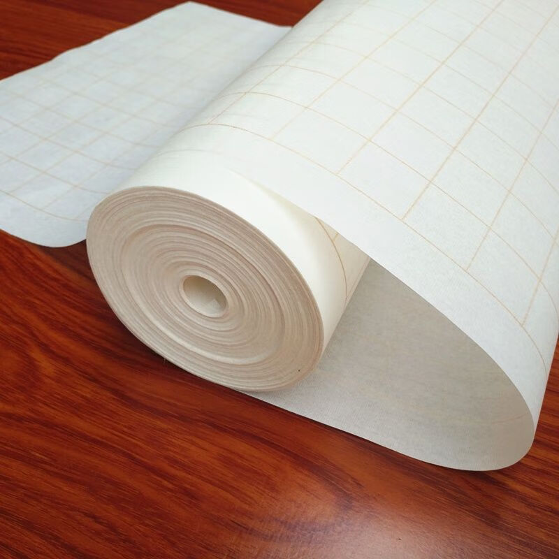 日美新 方格长卷宣纸 白色描金线条23456cm四川夹江半生熟卷 白色