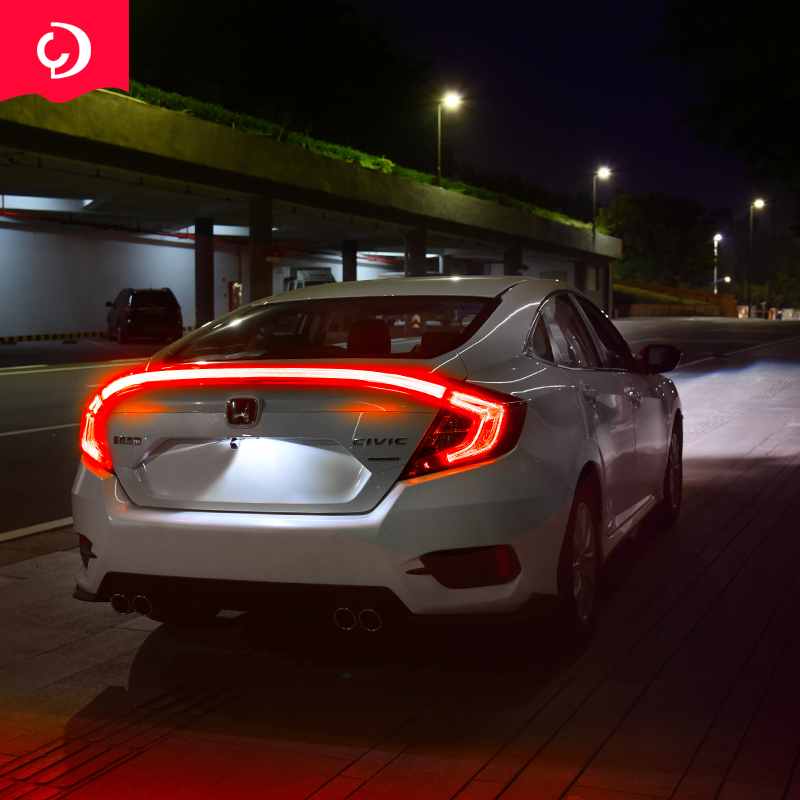 雷静十代思域尾灯改装尾灯连体led贯穿尾灯横置后尾灯免打孔无损安装
