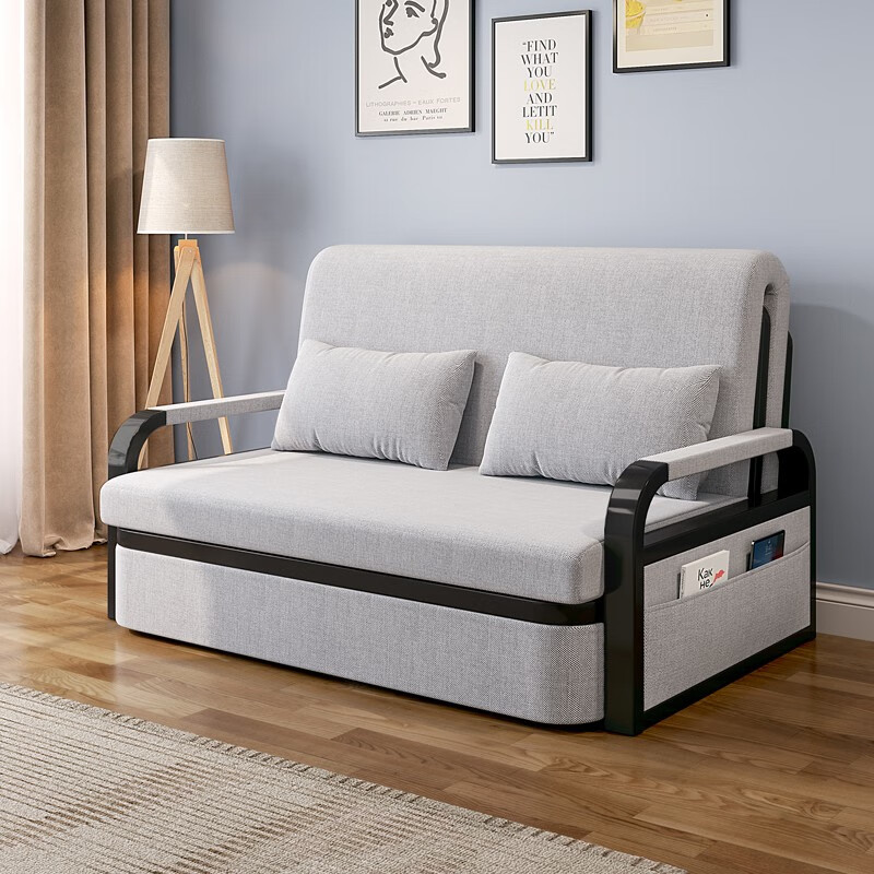 立太（LEADTEK） 沙发床现代两用折叠单人沙发双人多功能租房小户型简易布艺沙发 【储物款】100CM宽度+5CM海绵