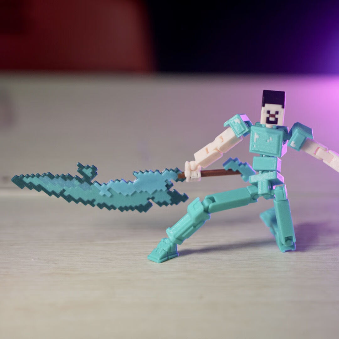 我的世界史蒂夫烦人的村民战神之刃钻石盔甲套装3d打印拼装him 无支架