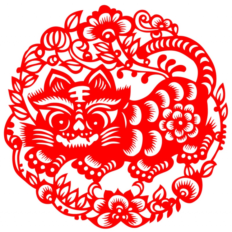 剪纸手工窗花老虎剪纸窗花中国特色手工艺品剪纸画玻璃贴生肖虎动物