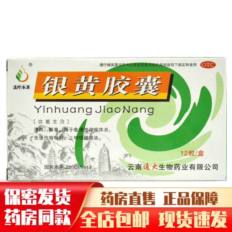 滇珍本草银黄胶囊12粒上呼吸道感染吃什么药清热解毒治疗急慢性扁桃体