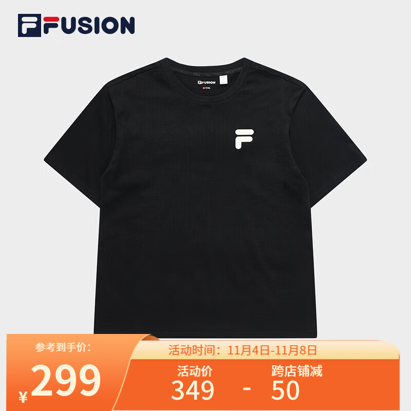 FILA FUSION斐乐潮牌短袖T恤情侣款2023夏新款时尚宽松针织短袖衫 深黑-BK 165/88A/S怎么看?