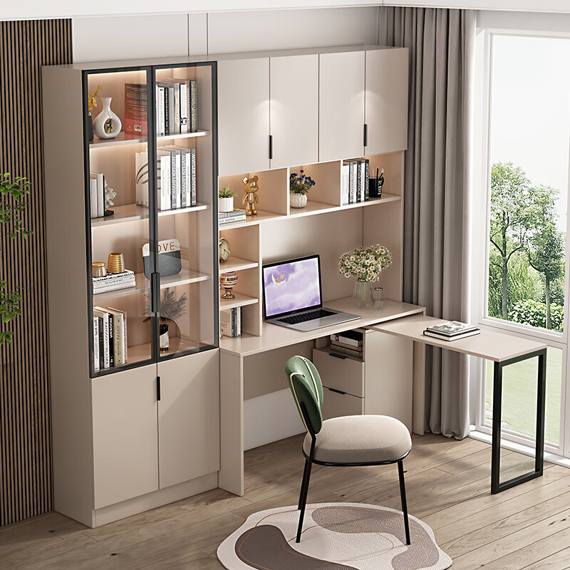 木业现代轻奢新款书桌一体苏杭拐角组合家用明珠学生转角电脑桌写字台