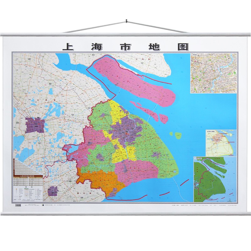2021年 上海地图 1.1米*0.8米 挂绳版 政区交通地形图