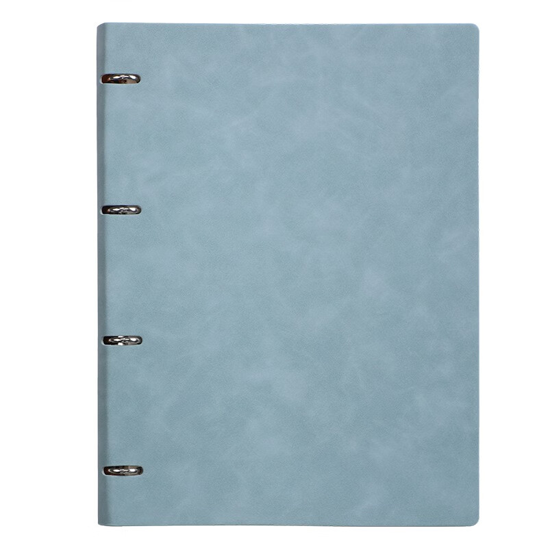 锦兔A4活页无扣笔记本商务记事本皮质会议工作记录本可拆卸内页定制印logo定做封面封皮外壳 湖蓝色