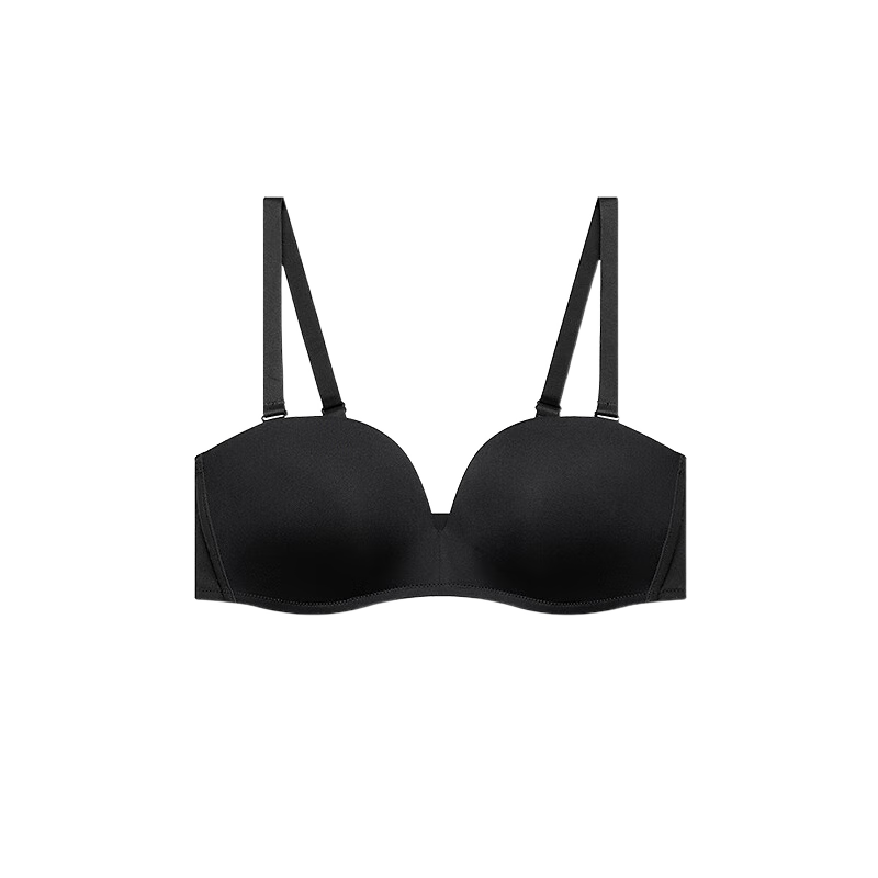 NEIWAI内外优选大胸款两穿抹胸内衣女无钢圈文胸稳固承托无痕防滑可拆卸 黑色 75B