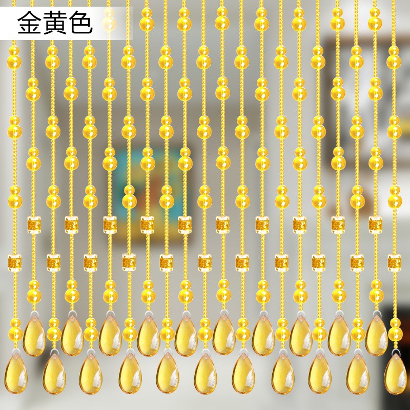 簾運來水晶葫蘆珠簾網(wǎng)紅臥室掛門簾隔斷玄關(guān)過道客廳餐廳廚房廁所免打孔 金黃色葫蘆+六字真言 25條1.06米