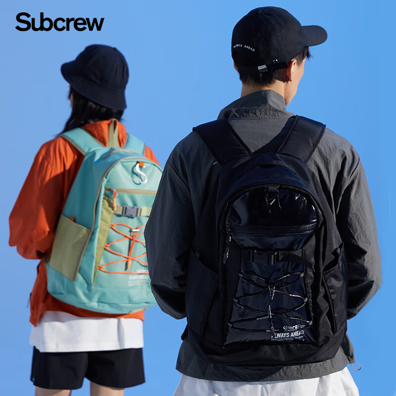 subcrew李灿森潮牌双肩包新款男大容量机能运动背包旅行通勤书包 灰豆
