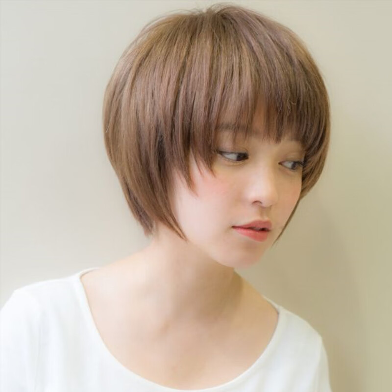 韩版假发女生短发气质斜分刘海软妹假发短直发 黑色