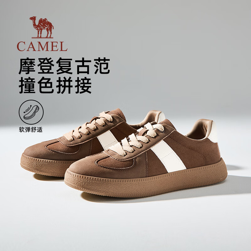 骆驼（CAMEL）板鞋男2025春季新款复古时尚德训鞋软弹舒适T头男士运动休闲鞋子 G15S223064 棕色 42