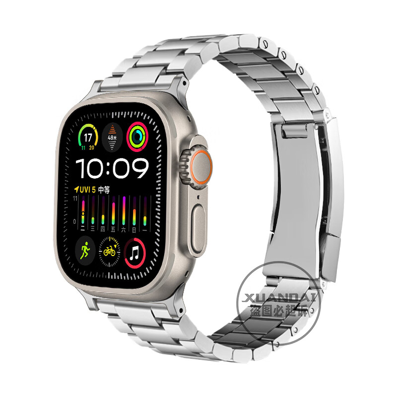 xuandai适用苹果手表表带iwatchs9劳力士金属三珠智能运动applewatch8