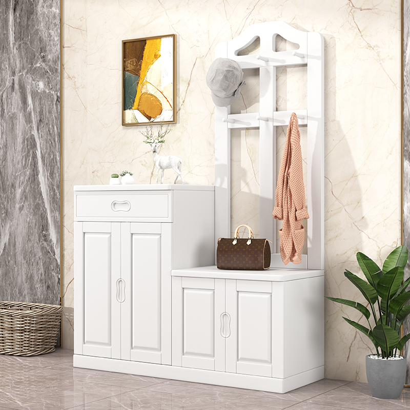 睿思峻博鞋柜衣架一体挂家用门口衣帽架落地带换鞋凳组合玄关门厅柜