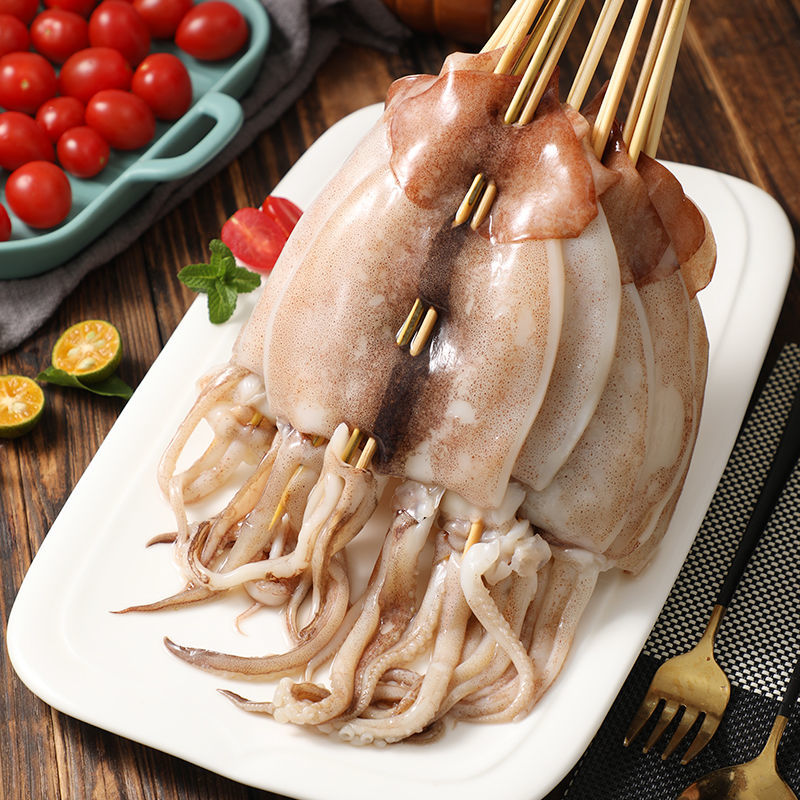 新鲜鱿鱼串铁板鱿鱼串冷冻烧烤鱿鱼串鱿鱼片鱿鱼须海鲜水产 罗菲迪新