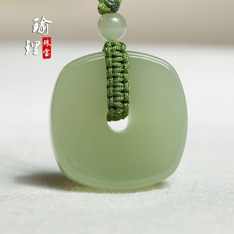 【玉雕大师作品】和田玉吊坠 浅青玉平安扣 附送证书 和田玉吊坠