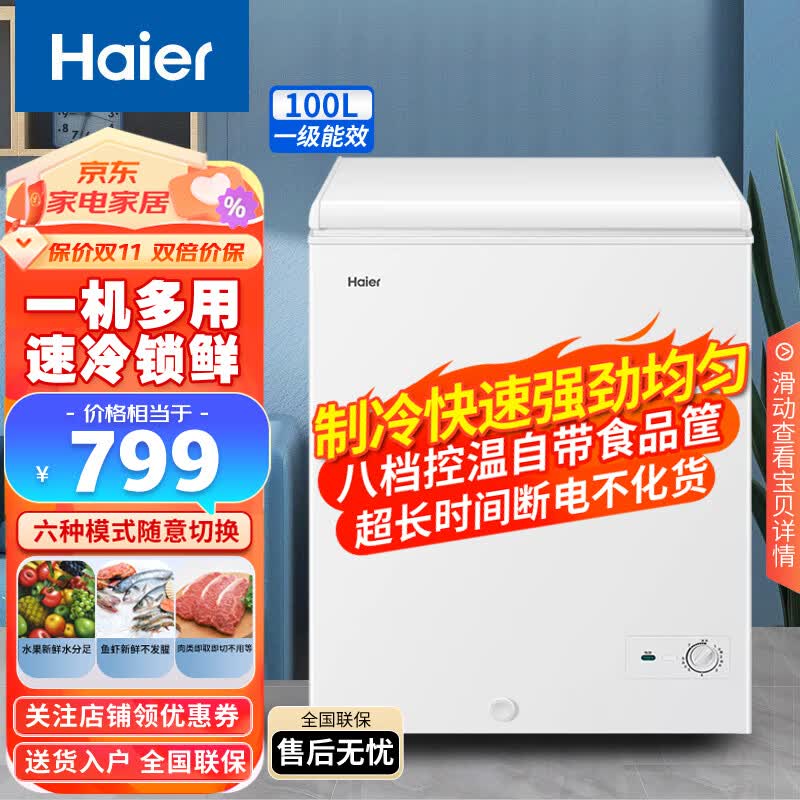 海尔（Haier）冰柜家用小型冷藏冷冻两用一键转换小冷柜一级能效多档调节保鲜柜100升【企业专享】怎么样,好用不?