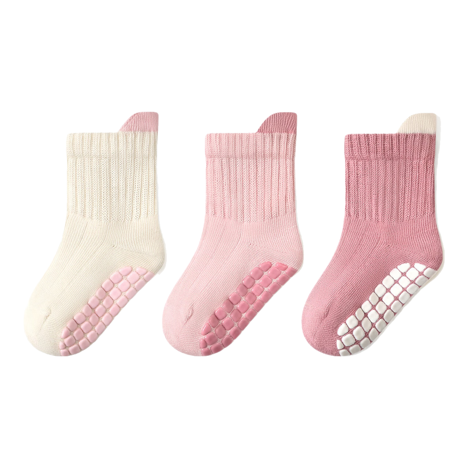 尼多熊 寶寶地板襪春秋棉襪兒童防滑襪子隔涼嬰兒學(xué)步襪子秋冬 W4066B 點(diǎn)膠襪 3雙 6-12月 （適合腳長9-11cm）