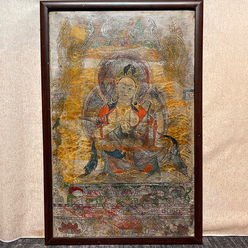 古典家具瓷板画敦煌莫高窟墙皮画敦煌壁画佛像高117厘米宽76厘米xf437