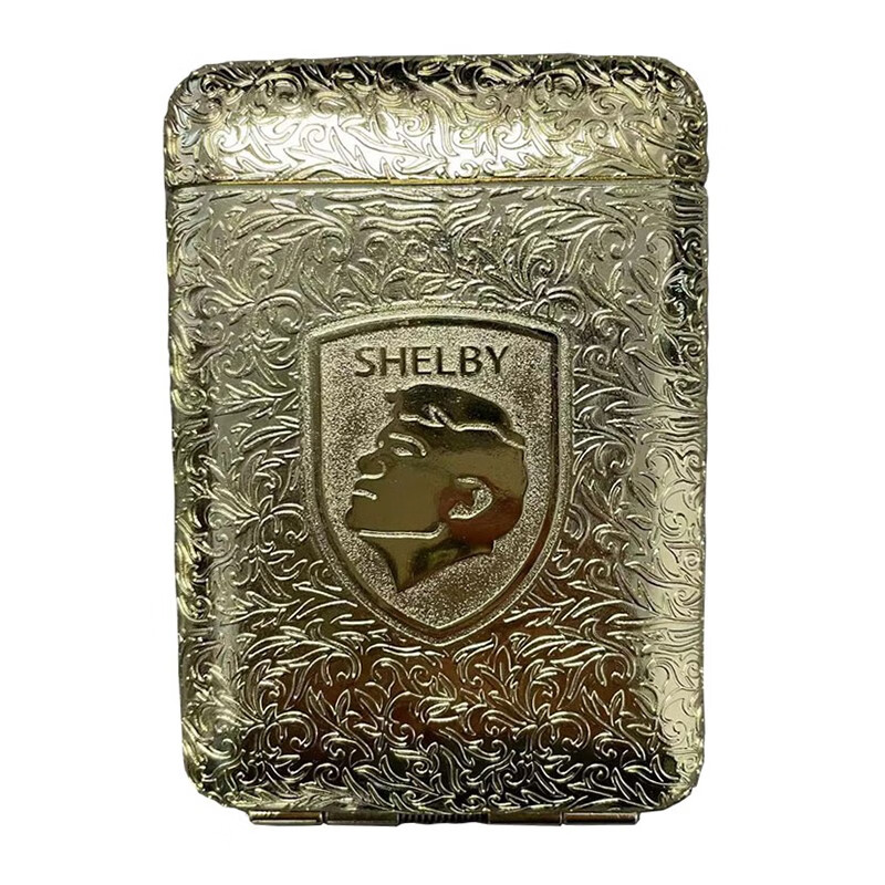 剃刀党谢尔比老式复古抖音网红shelby火柴 黑帮烟盒金色头像(16支)