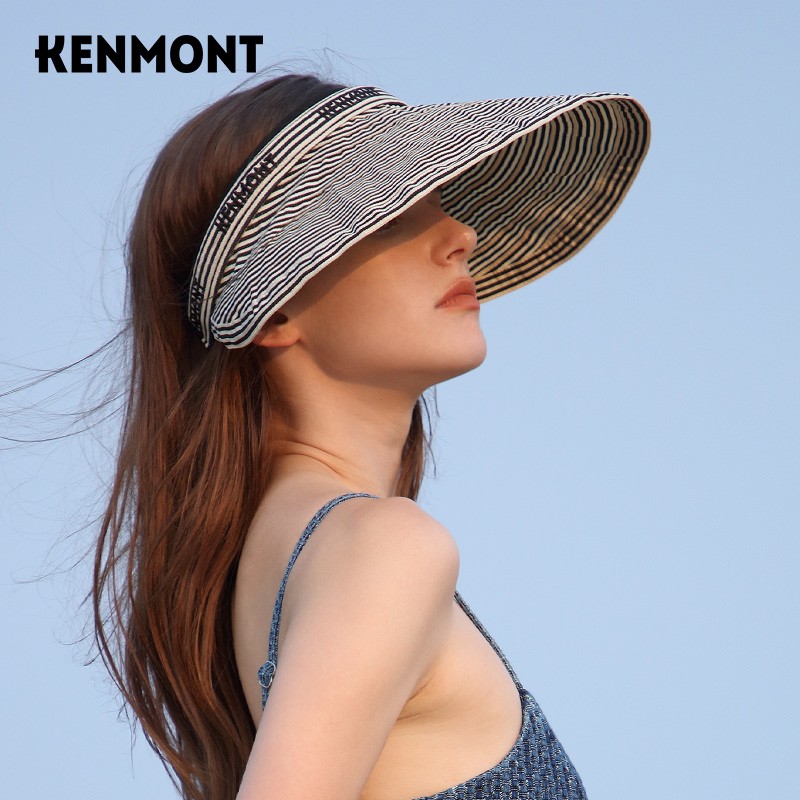 卡蒙（Kenmont）无顶防晒帽防紫外线遮阳帽女夏运动帽子鸭舌帽潮显脸小空顶帽3869 黑色  57cm弹性大