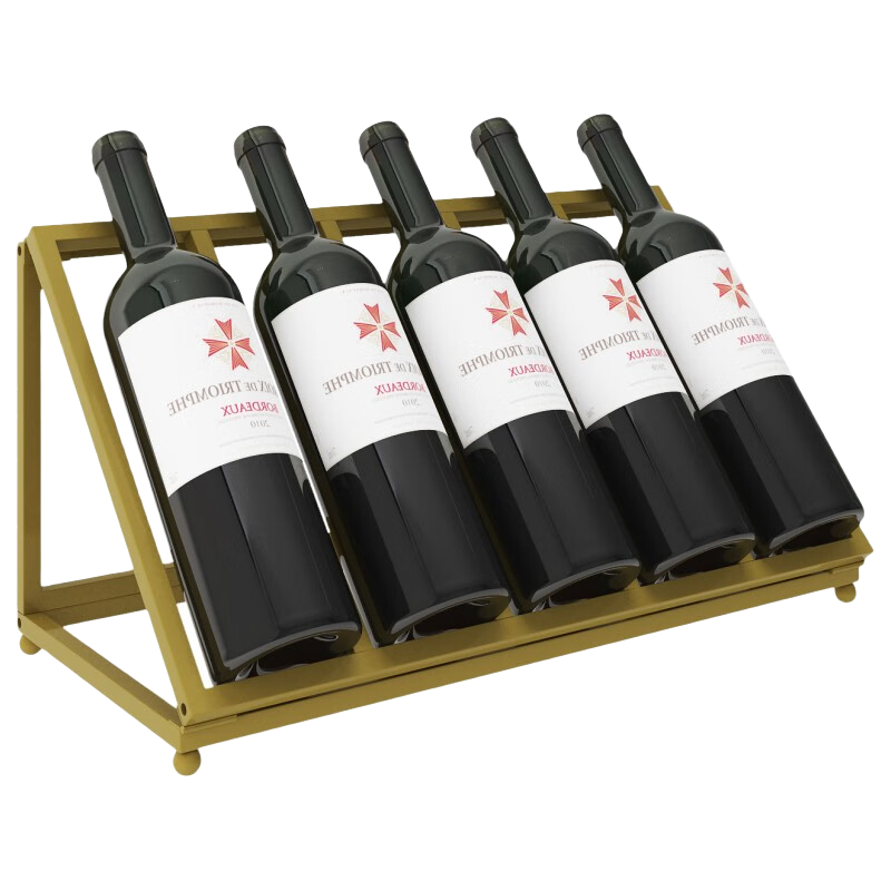 頤馨（yixin）紅酒架置物架斜放輕奢高檔紅酒展示架吧臺酒柜擺件鐵藝紅酒架子 【三角五瓶裝】415*195*215mm