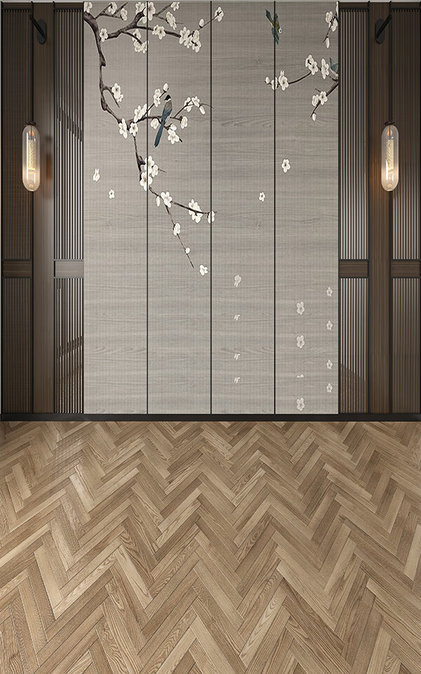 羽相印古风3d立体直播间背景布高清山水画背景墙茶叶玉石屏风新中式