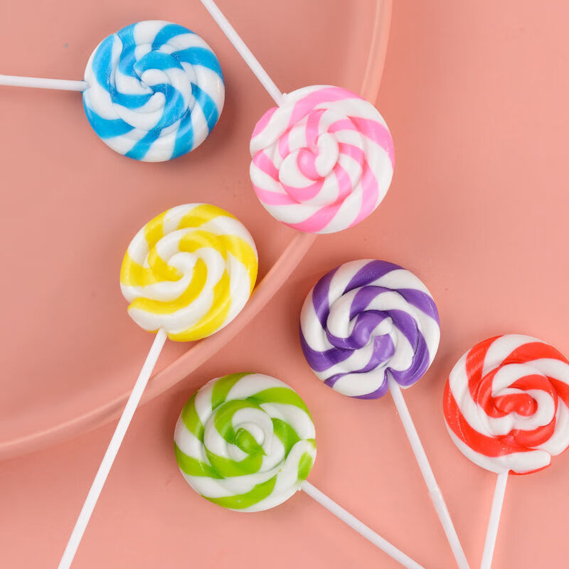 高颜值彩虹波板棒棒糖创意可爱六一节手工糖果礼物零食批发 六色花卷波板糖12克*24支