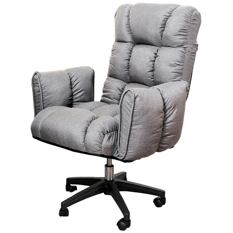 懒悠悠 电脑椅家用电竞椅人体工学椅舒适久坐懒人学习椅办公沙发椅休闲折叠椅高靠背可躺座椅 浅灰色(转椅)【适合65-85cm高桌子】
