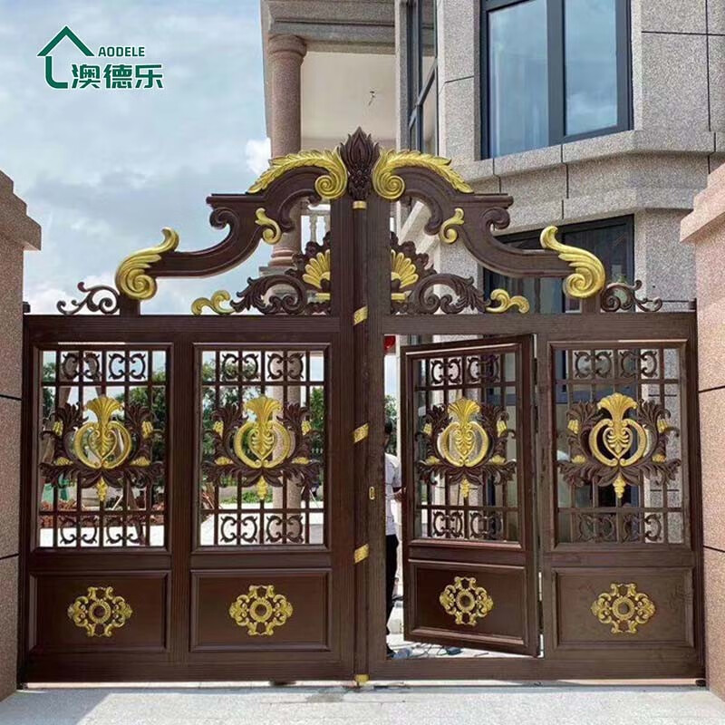 澳德乐 铝艺庭院门铝合金电动大门小区别墅院子农村大门 豪华铸铝双