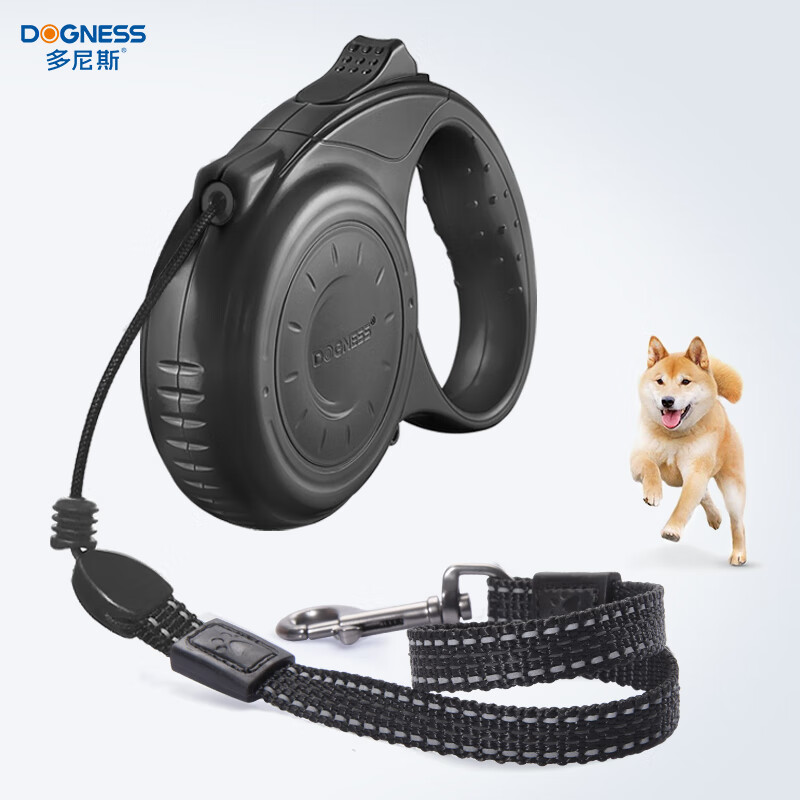 多尼斯（DOGNESS）牽引繩圓繩自動(dòng)伸縮大型犬狗狗牽狗器防爆沖中小型犬狗鏈子 雅酷黑圓繩 S碼【長(zhǎng)3m】適用20斤以下