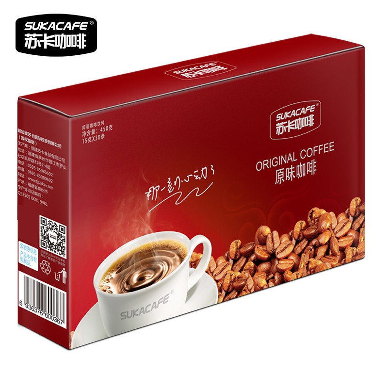 苏卡咖啡 3合1经典速溶咖啡 原味特浓蓝山风味即溶咖啡 30条450g盒装 原味咖啡 450g