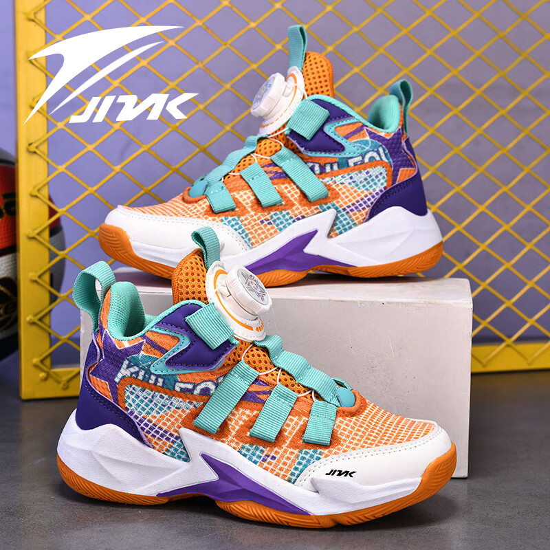 金莱克男童鞋春秋2023新款旋转纽扣防滑男孩运动鞋耐磨透气跑步篮球鞋