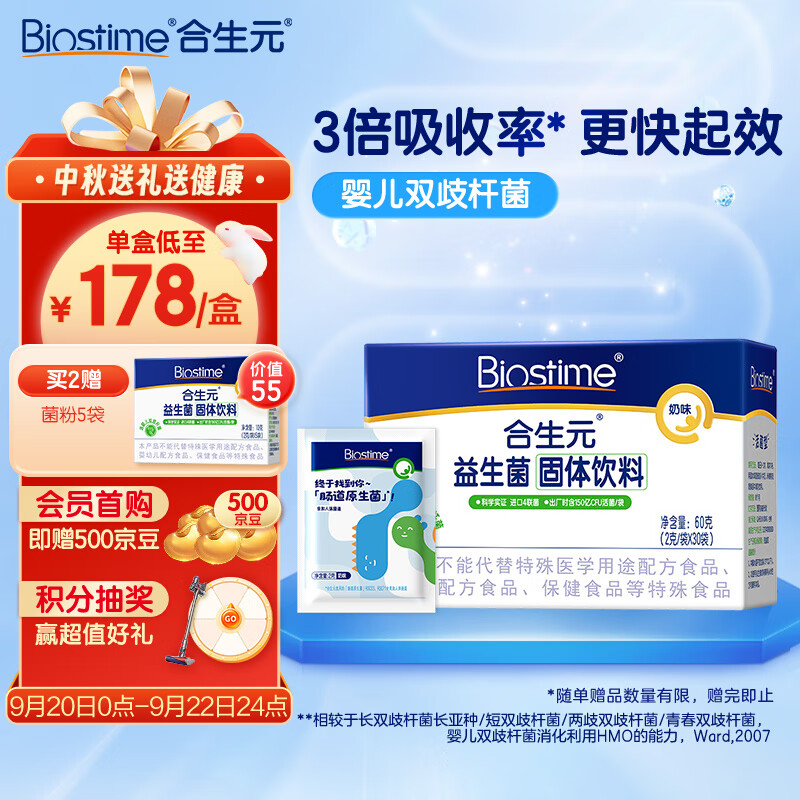 合生元（BIOSTIME）益生菌粉(益生元)奶味30袋装 免疫卫士 亲和肚肚（法国进口菌粉 活性益生菌 ）