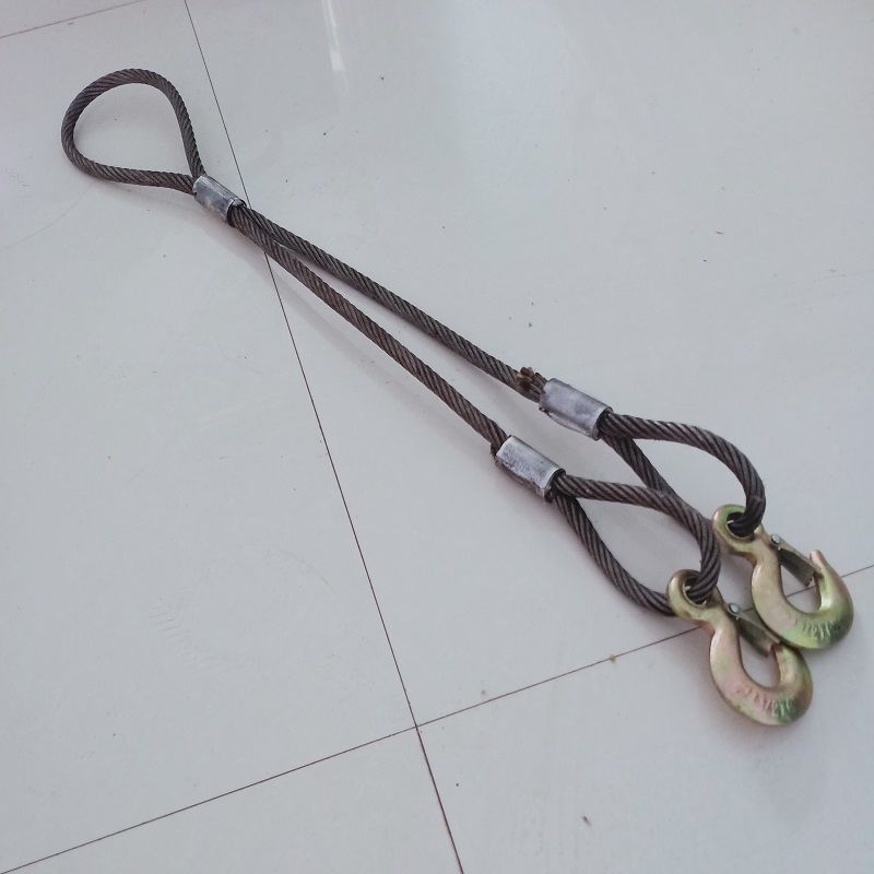 直径10毫米起重钢丝绳吊索一拖二双腿吊装工具 直径10毫米挂钩款长度