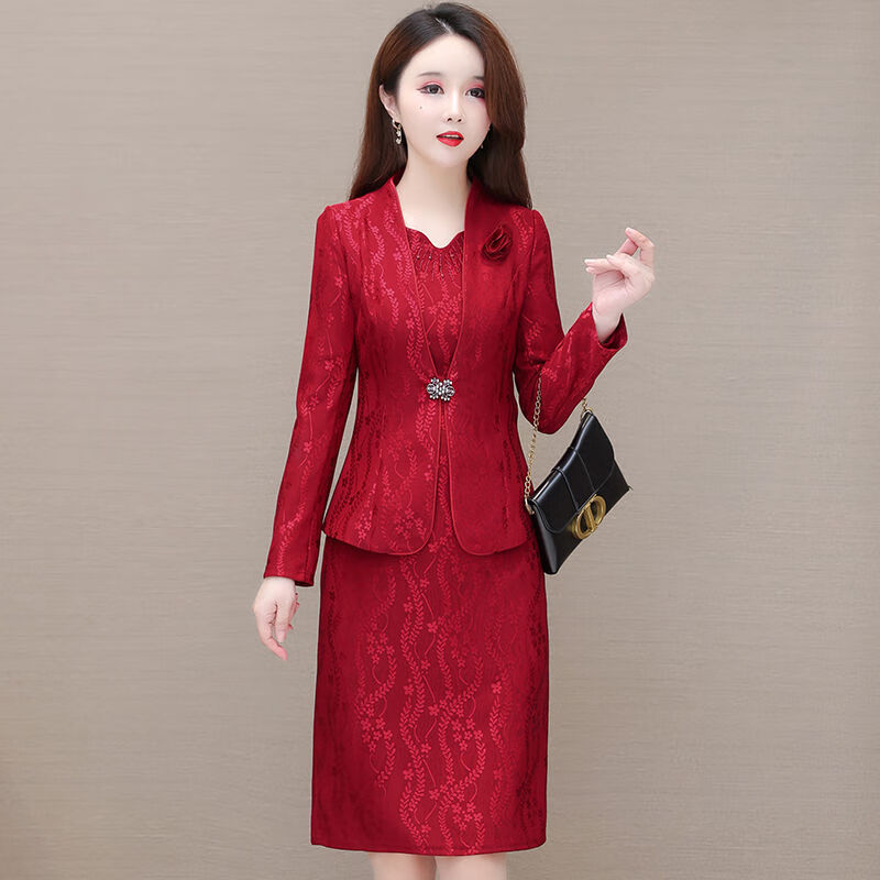 vfkz喜婆婆喜妈妈高端婚宴春季衣服婚礼服高档新款时尚妈妈套装女修身