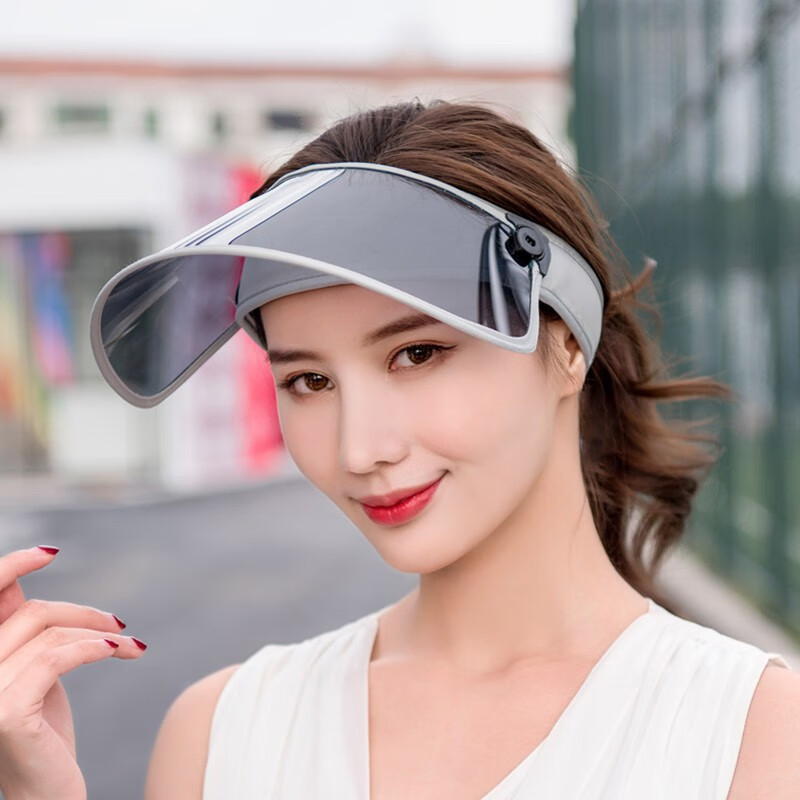 栀锦大镜片遮阳帽夏女士休闲太阳帽防飞沫空顶帽透气大沿帽骑行帽子 黑色 适合56-58cm头围左右