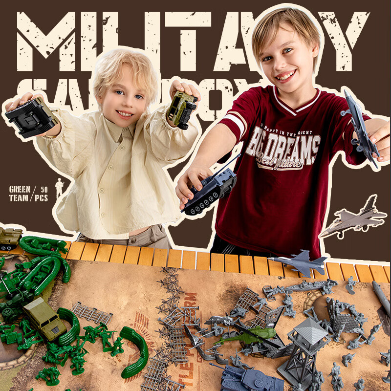 mobee兵人套装海陆空军事模型玩具男孩阵地沙盘小士兵对战儿童生日礼物 火线穿越兵人礼盒;模拟打仗 大收纳空投装 附军事地图 直升机航母潜水艇驱逐舰坦克战斗机