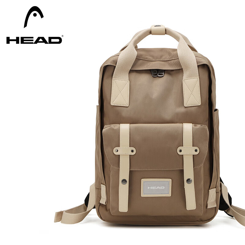 海德（HEAD）背包女大容量双肩包男15.6英寸笔记本电脑包防泼水学生书包卡其色