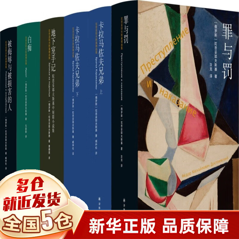 【全国5仓正常发】 [俄罗斯]陀思妥耶夫斯基文集全集9册：罪与罚+卡拉马佐夫兄弟+死屋手记+鬼+少年+白痴+被伤害与侮辱的人们+白夜 上海译文出版社等多版本可选 6册套装：译林出版社