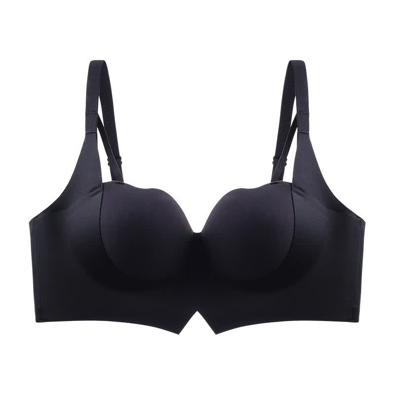 婷美内衣女小胸聚拢显大上托防下垂调整型无钢圈文胸套装 黑色 70a